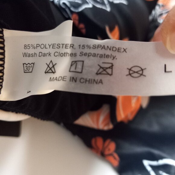 Tempt Me Tankini Swim Top One Shoulder Floral Black Coral Large Beach Vacation - Picture 8 of 13